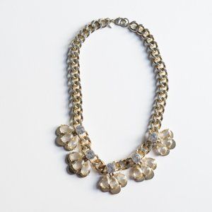 Banana Republic Crystal Statement Necklace Floral Gold